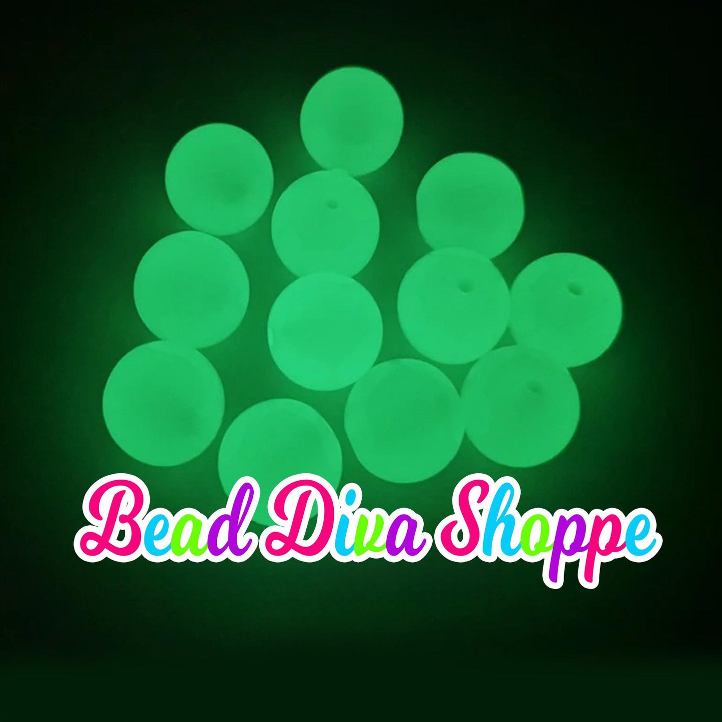 20mm - GLOW IN the DARK -  Solid Green  Beads - Bubblegum - Round Acrylic Beads for Diy and Jewelry Making Supplies - Halloween