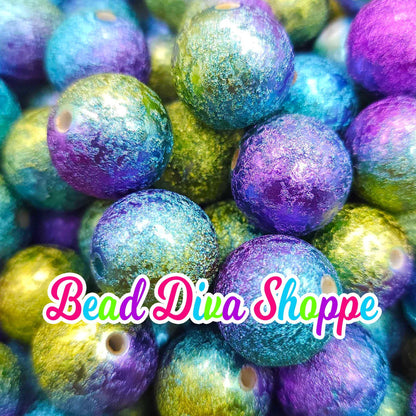 20mm - GOLD / BLUE / PURPLE -  Wrinkle beads - Bubblegum - Round Acrylic Beads for Diy and Jewelry Making Supplies