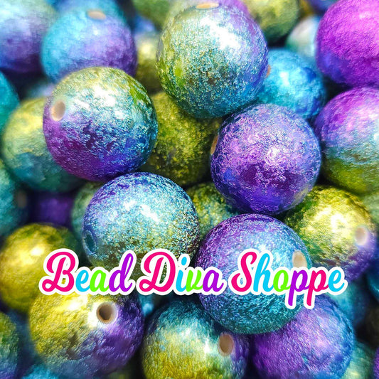 20mm - GOLD / BLUE / PURPLE -  Wrinkle beads - Bubblegum - Round Acrylic Beads for Diy and Jewelry Making Supplies