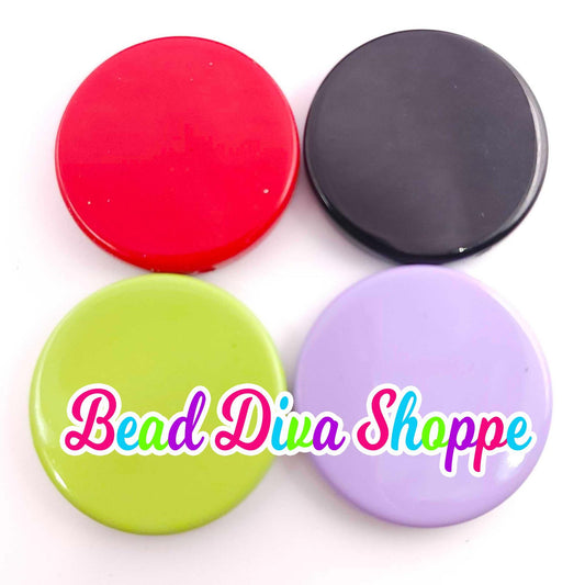 Set of 4 - 32mm - RED / BLACK / WHITE / Hot Pink - Flat Acrylic Disk Beads - Diy - Jewelry Making Supplies - Keychains - Beaded Pens