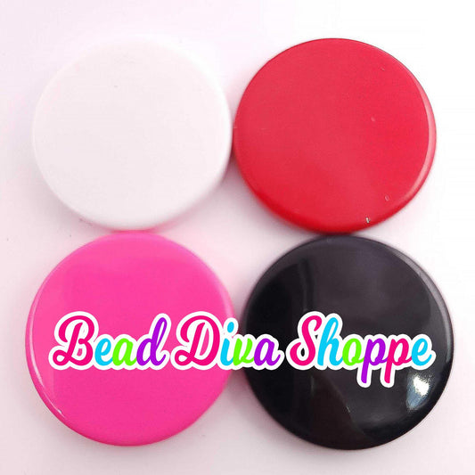 Set of 4 - 32mm - RED / HOT PINK / Black / White - Flat Acrylic Disk Beads - Diy - Jewelry Making Supplies - Keychains - Beaded Pens