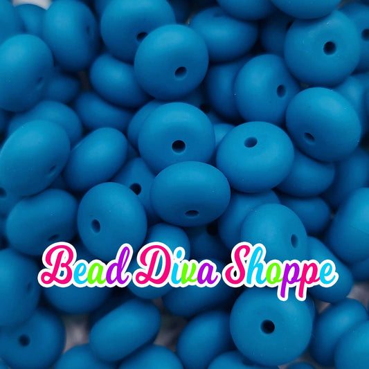 Set of 10 - BLUE GREEN - 14mm Silicone Abacus Beads - DIY Jewelry Making - Beaded Pens - Keychains - Bracelets