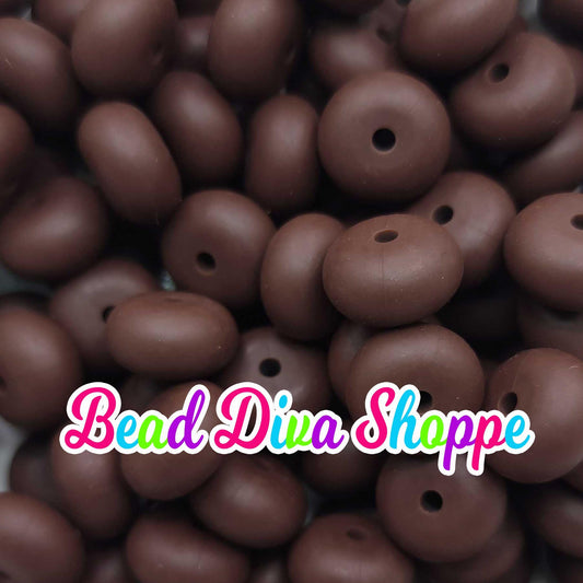 Set of 10 - BROWN  - 14mm Silicone Abacus Beads - DIY Jewelry Making - Beaded Pens - Keychains - Bracelets