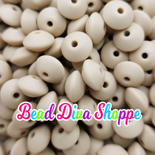 Set of 20 - NAVAJO WHITE - 12mm Silicone Lentil Beads - DIY Jewelry Making - Beaded Pens - Keychains - Bracelets