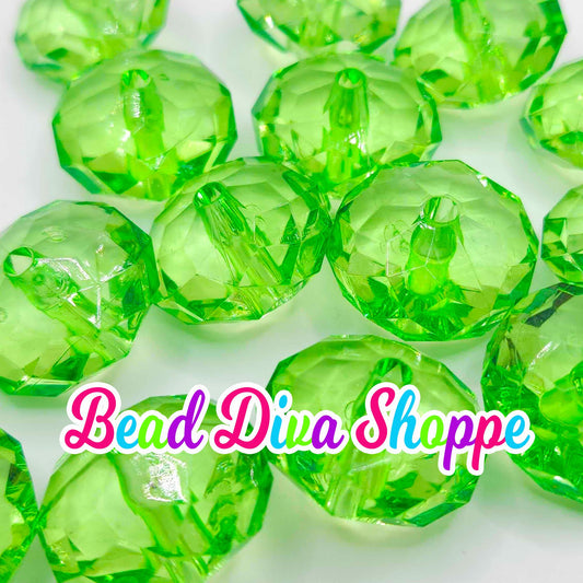 Set of 10 - 22mm - GREEN - Transparent Faceted Rondelle Beads for Diy and Jewelry Making Supplies
