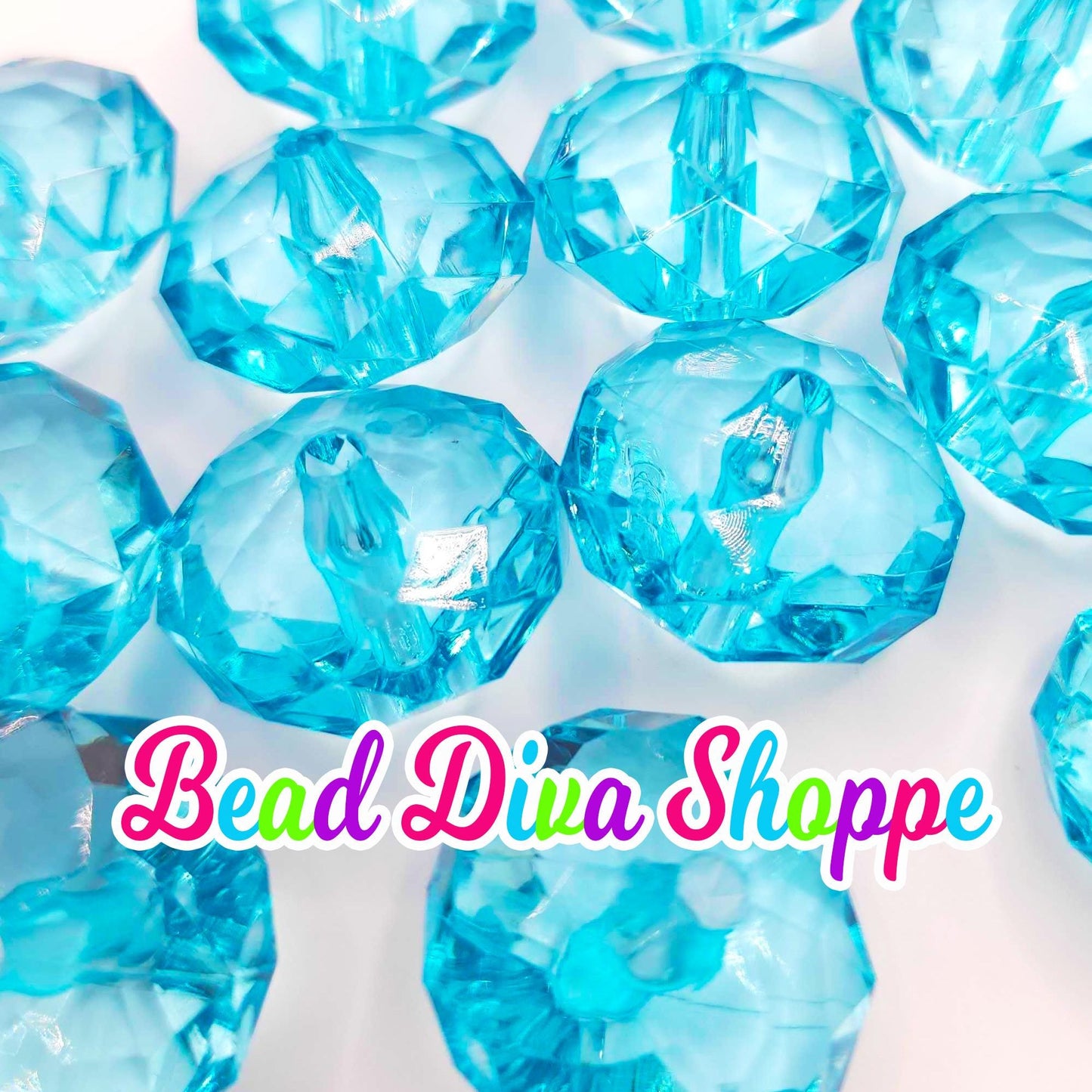 Set of 10 - 22mm - BLUE - Transparent Faceted Rondelle Beads for Diy and Jewelry Making Supplies