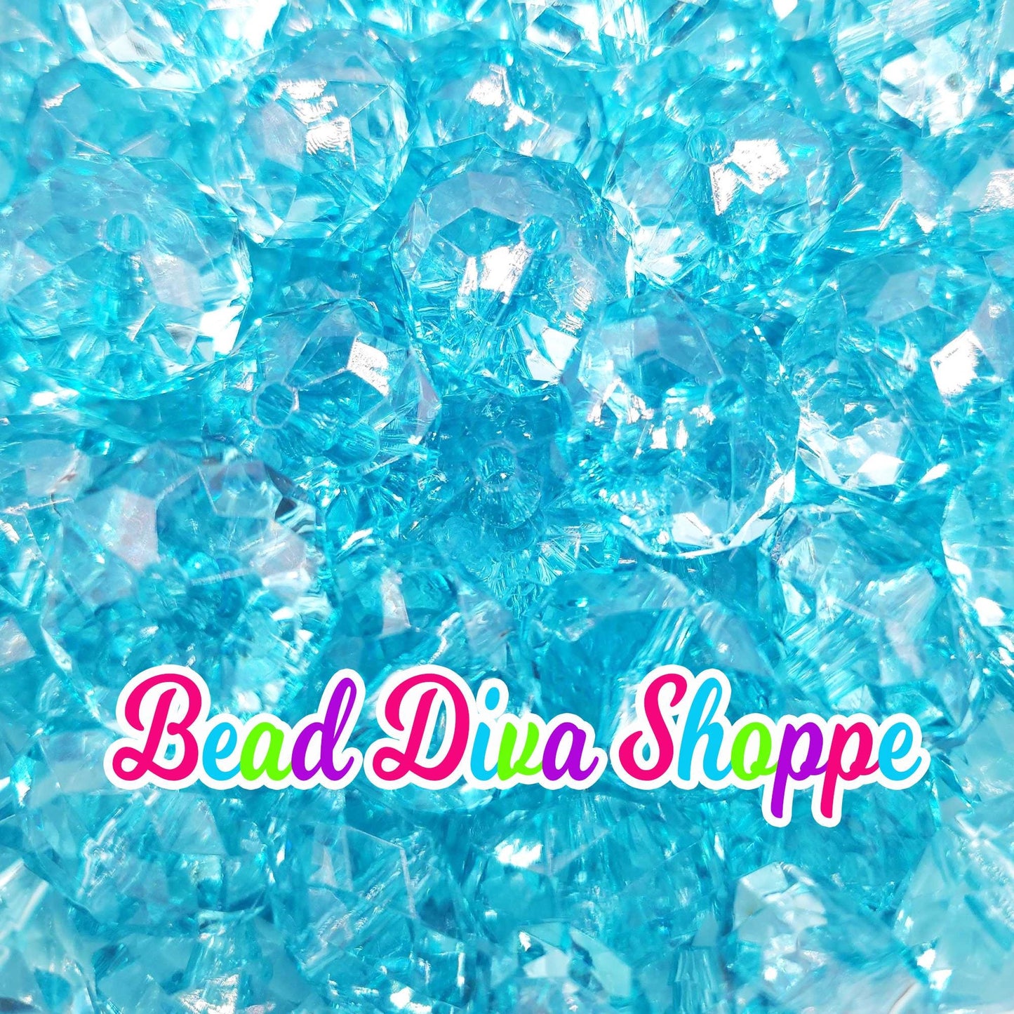 Set of 10 - 22mm - BLUE - Transparent Faceted Rondelle Beads for Diy and Jewelry Making Supplies