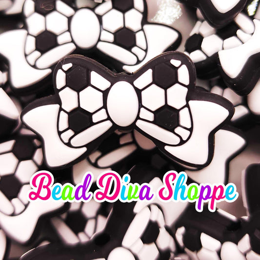 Set of 2 - 14mm X 27mm - SOCCER BOW - Focal  Beads - DIY Jewelry Making - Beaded Pens - Keychains - Bracelets