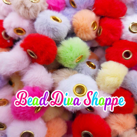 Set of 10 - 25mm - MIX - FUZZY PUFF - Spacer Beads - Diy Jewelry Making - Beaded Pens - Keychains - Bracelets