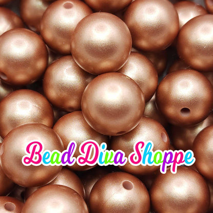 Set of 10 - 15mm - ROSEGOLD METALLIC - Round Silicone Beads for Diy and Jewelry Making Supplies - Keychains - Beaded Pens