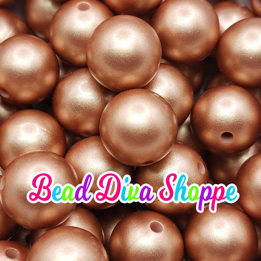 Set of 10 - 15mm - ROSEGOLD METALLIC - Round Silicone Beads for Diy and Jewelry Making Supplies - Keychains - Beaded Pens
