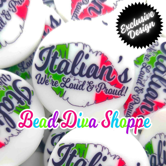 EXCLUSIVE - Set of 2 - 30mm - ITALIANS - LOUD & Proud - Focal  Beads - Custom - Diy Jewelry Making - Beaded Pens - Keychains - Bracelets