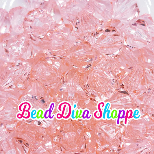 Set of 10 - 14mm - LIGHT PINK - Transparent Faceted BICONE Beads for Diy and Jewelry Making Supplies