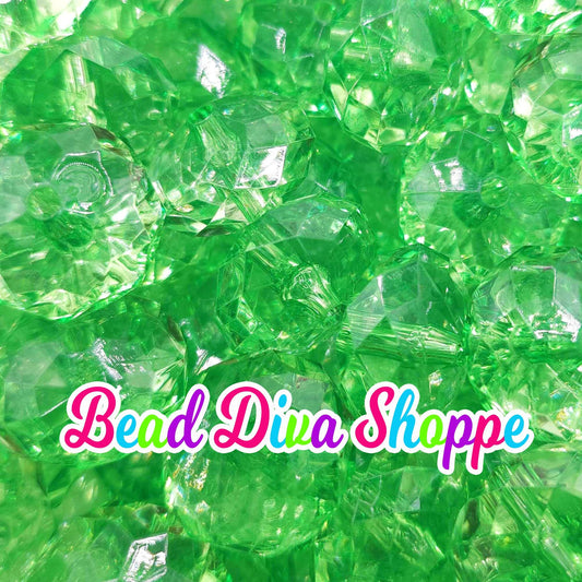 Set of 10 - 22mm - GREEN - Transparent Faceted Rondelle Beads for Diy and Jewelry Making Supplies