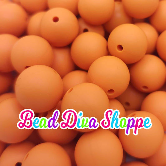 Set of 10 - 15mm - SOLID MANGO - Silicone Beads - Diy Jewelry Making - Beaded Pens - Keychains - Bracelets