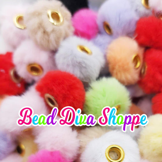 Set of 10 - 25mm - MIX - FUZZY PUFF - Spacer Beads - Diy Jewelry Making - Beaded Pens - Keychains - Bracelets