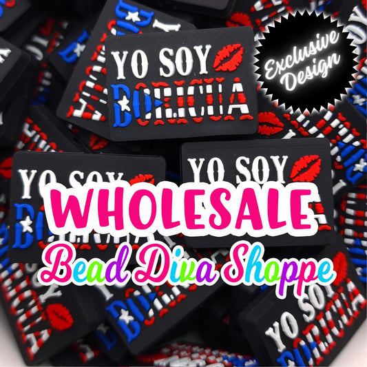 WHOLESALE - Set of 25 - 25mmX35mm - Yo SOY BORICUA - Focal  Beads - Diy Jewelry Making - Beaded Pens - Keychains - Bracelets
