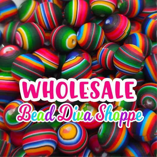 WHOLESALE - Set of 50/100 - 15mm - MEXICAN SERAPE - Round Silicone Beads for Diy and Jewelry Making Supplies - Keychains - Beaded Pens