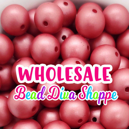 WHOLESALE - 12mm - Set of 50/100 - RED MATTE PearlBeads - Bubblegum - Rhinestone -   Acrylic Beads for Diy and Jewelry Making Supplies