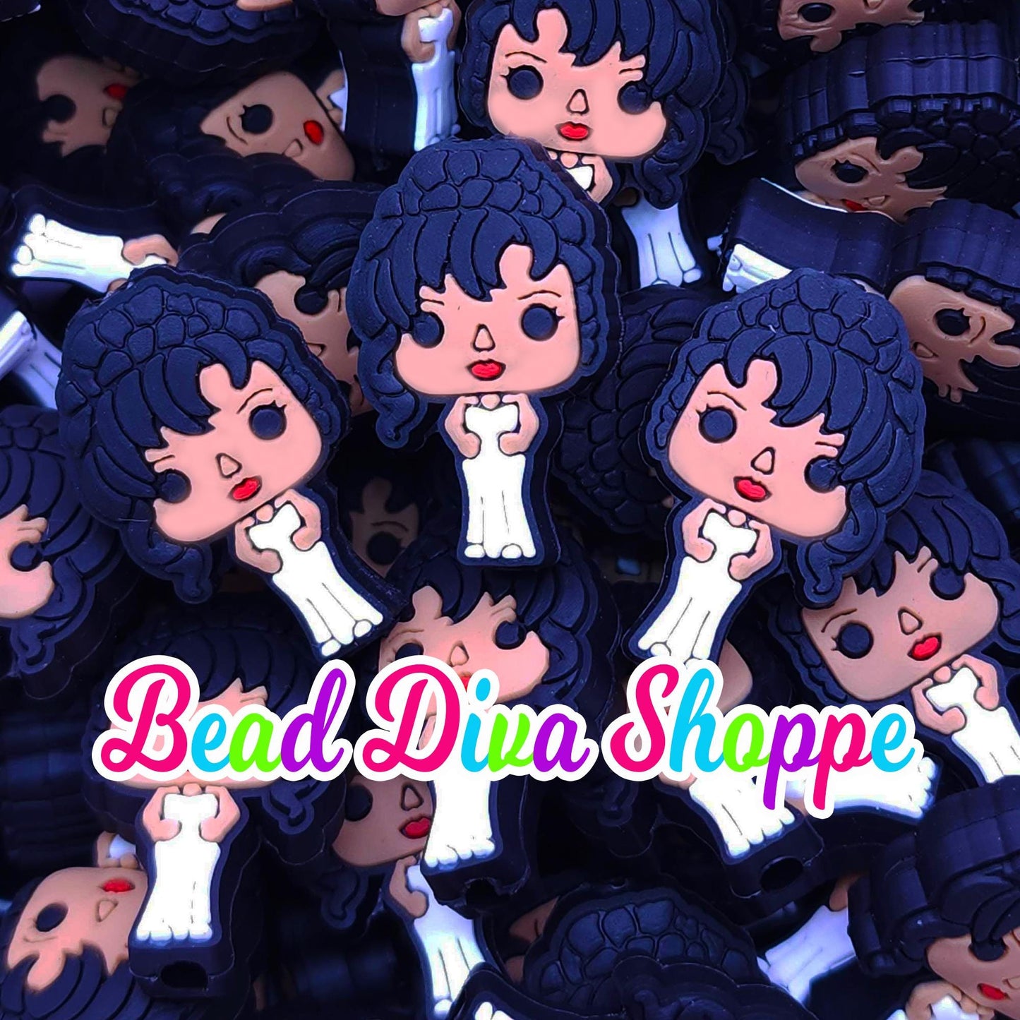 Set of 2 - 30mm x 18mm - Tex Mex Latina Cutie- Focal Beads - Diy Jewelry Making - Beaded Pens - Keychains - Bracelets