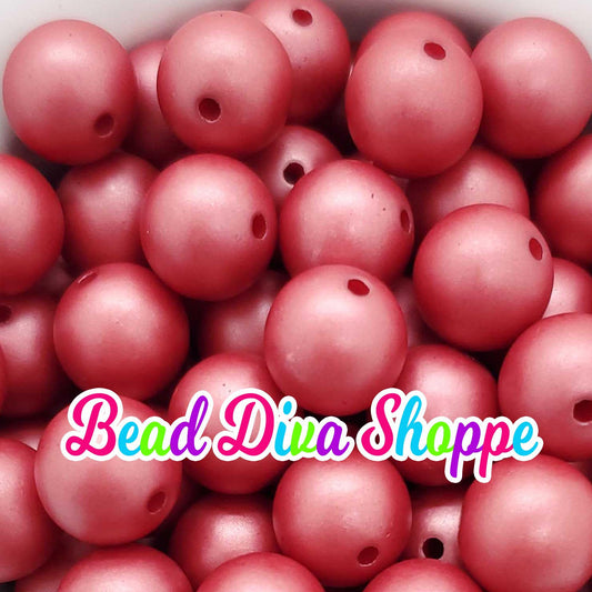 12mm - Set of 10 - RED MATTE PEARL Beads - Bubblegum - Rhinestone -   Acrylic Beads for Diy and Jewelry Making Supplies