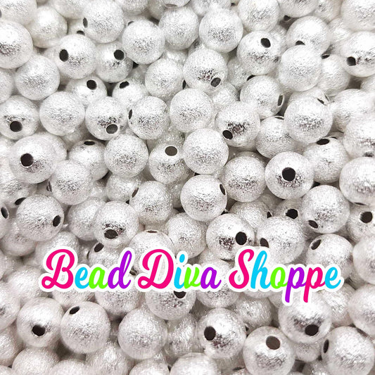 8mm - Set of 50 - SILVER STARDUST - Round Loose Spacer Beads - Diy - Jewelry - Beaded Pens - Spacers - Keychains - Bracelets