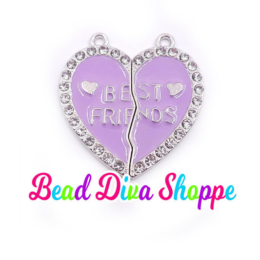 2 - Pieces - 30mmX31mm - BEST FRIENDS with RHINESTONES Charms - Beads - Diy - Jewelry - Beaded Pens - Keychains - Bracelets - Cup Charms