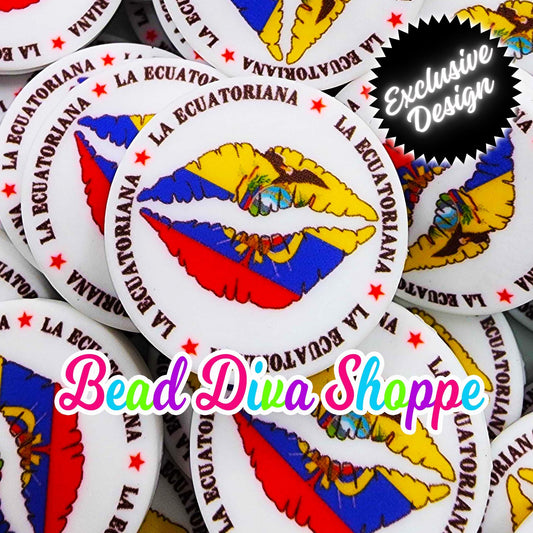 EXCLUSIVE - Set of 2 - 28mm - LA ECUATORIANA - Ecuador Pride - Focal  Beads - Diy Jewelry Making - Beaded Pens - Keychains - Bracelets