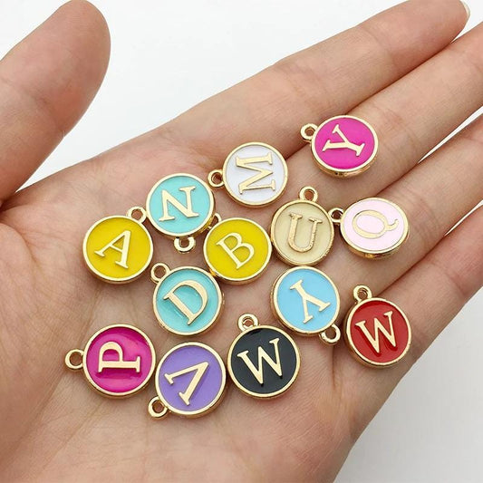 12mm - Set of 26 - A-Z MINT Green ALPHABET LETTERS -  Charm Beads - Diy - Jewelry - Beaded Pens - Charms - Keychains - Bracelets