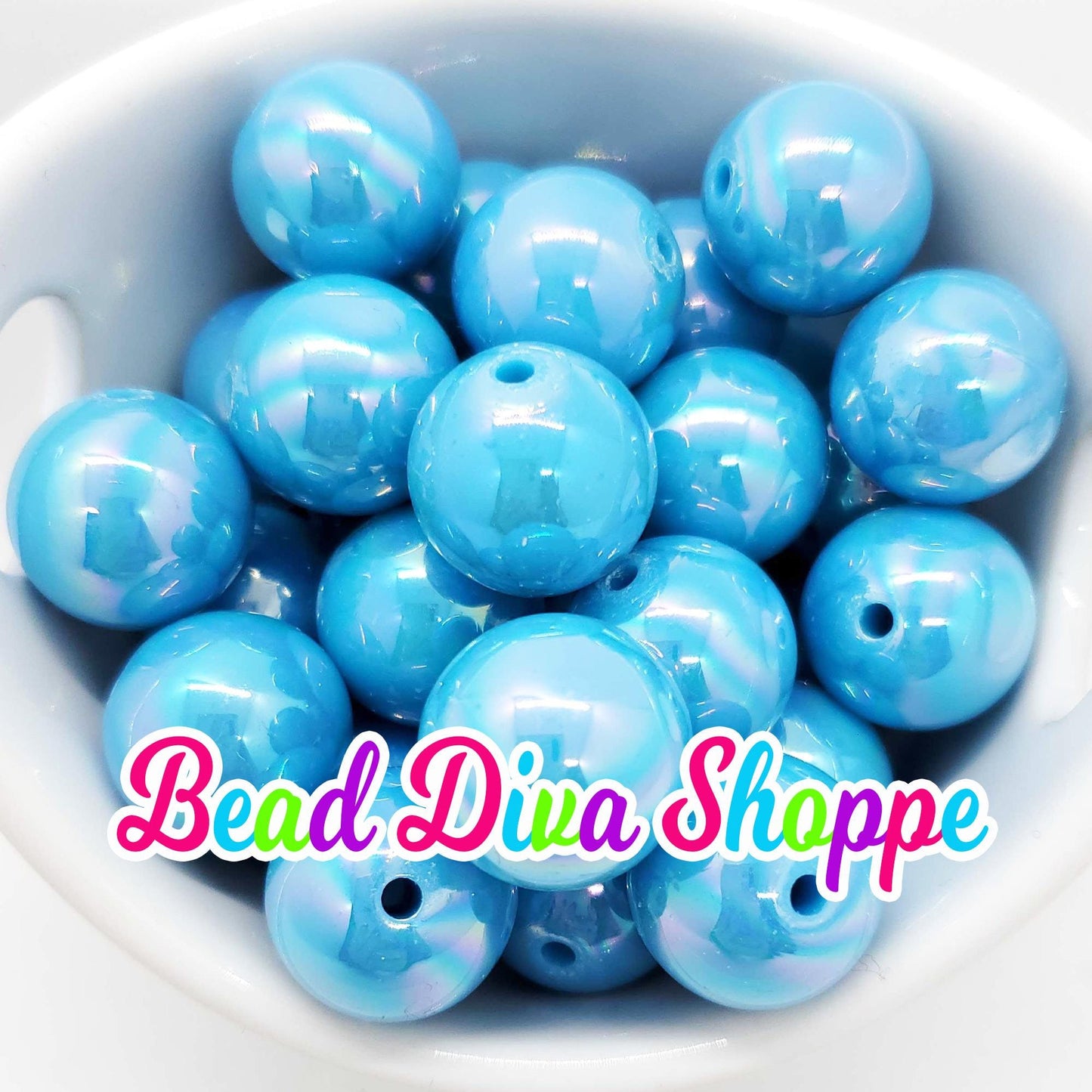 20mm - TURQUOISE -  AB Solid  Beads - Bubblegum - Round Acrylic Beads for Diy and Jewelry Making Supplies