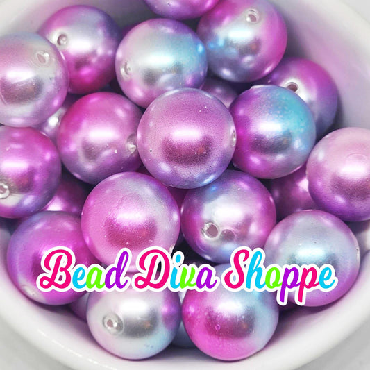 20mm - Gradual PINKISH PURPLISH / BLU/ White - Acrylic Beads- Bubblegum - Round Acrylic Beads for Diy and Jewelry Making Supplies