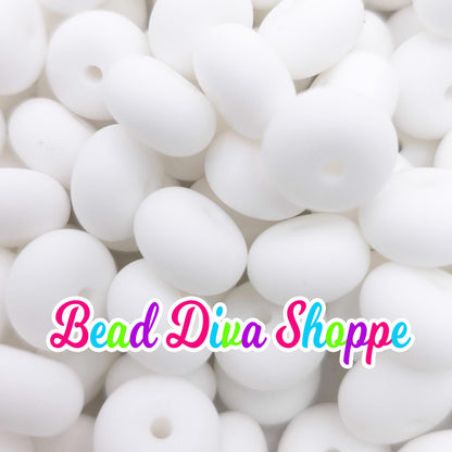 Set of 10 - 14mm - SNOW WHITE - Abacus Rondelle Round Loose Spacer Beads
