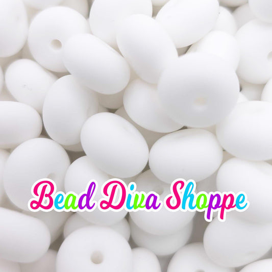 Set of 10 - 14mm - SNOW WHITE - Abacus Rondelle Round Loose Spacer Beads