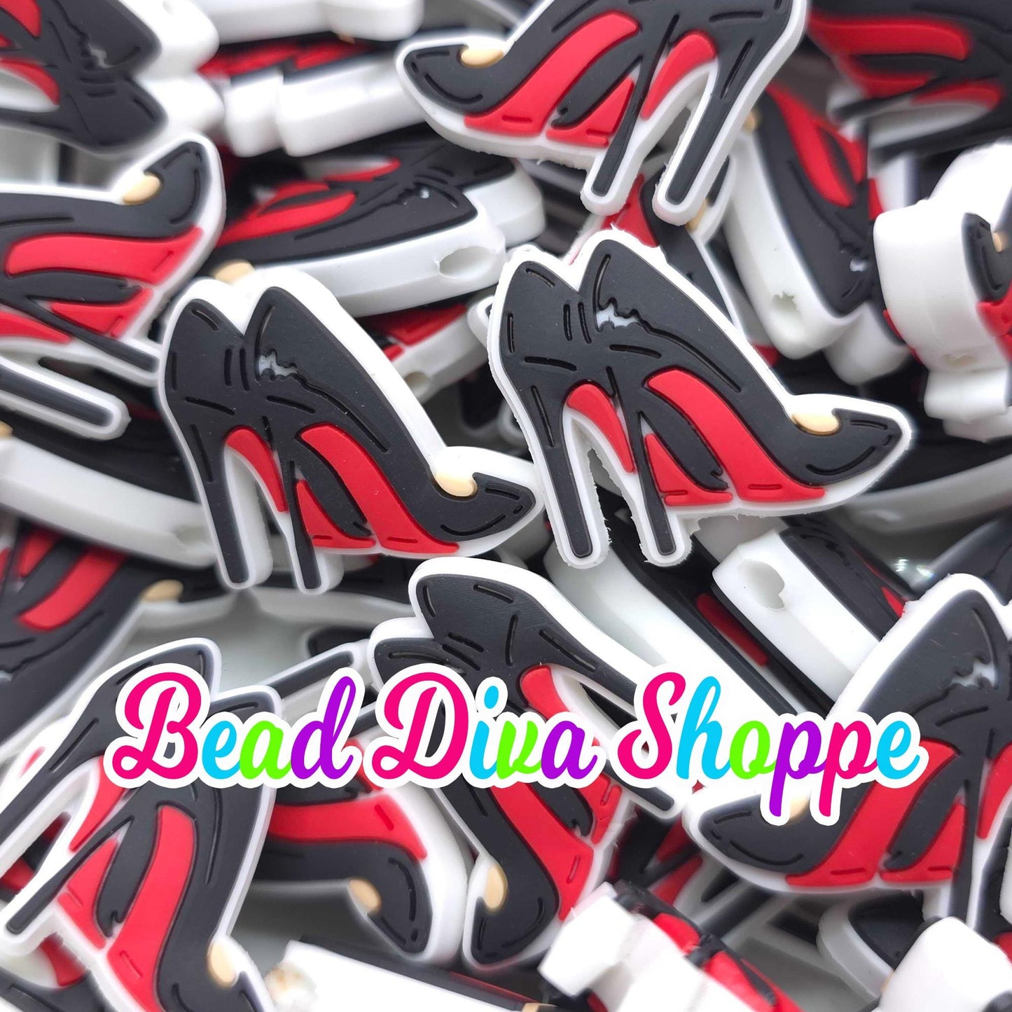 Set of 2 - 27mm x 25mm - HIGH HEELS - Focal Beads - Diy Jewelry Making - Beaded Pens - Keychains - Bracelets