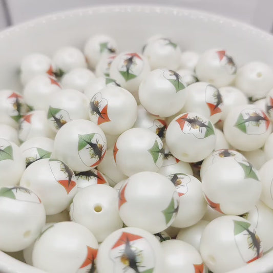 EXCLUSIVE - Set of 10 - 20mm - MEXICAN PRIDE Kiss - on White Acrylic Beads - Diy Jewelry Making - Beaded Pens - Keychains - Bracelets