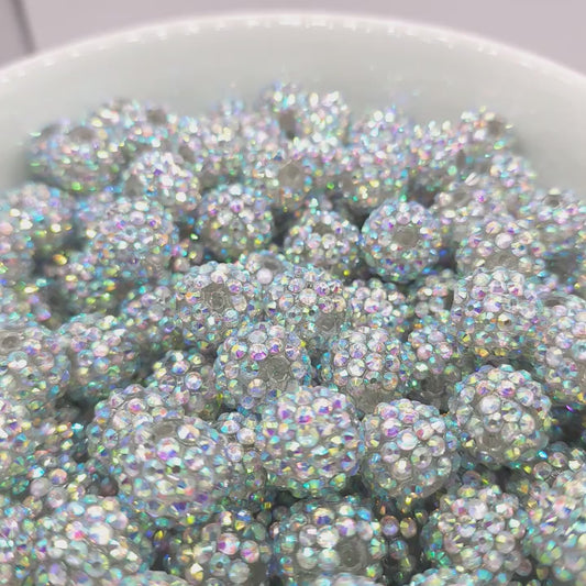 16mm - CLEAR AB Rhinestone Beads -  Rhinestone Beads- Bubblegum - Chunky - Round Acrylic Beads for Diy and Jewelry Making Supplies